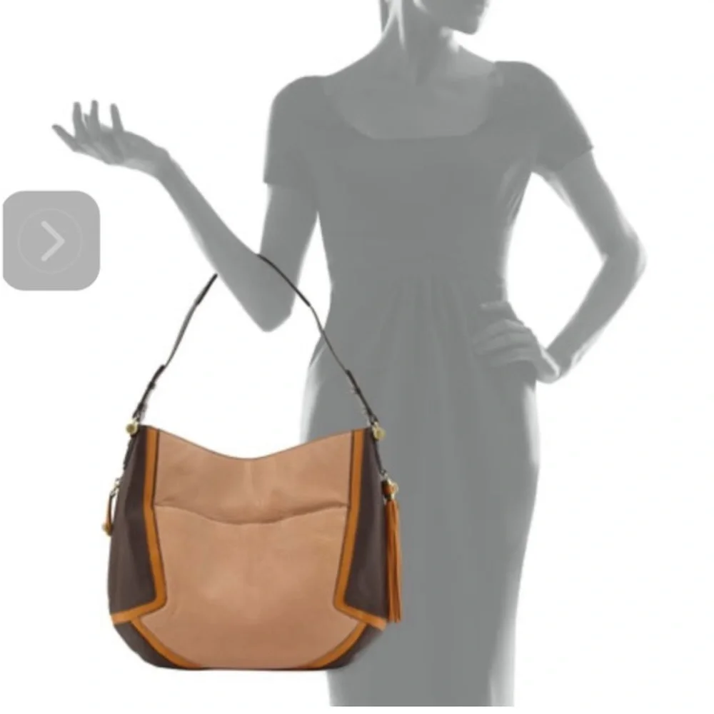OrYANY Angelique Hobo Leather Slouch bag with contrast trim and tassel bag charm